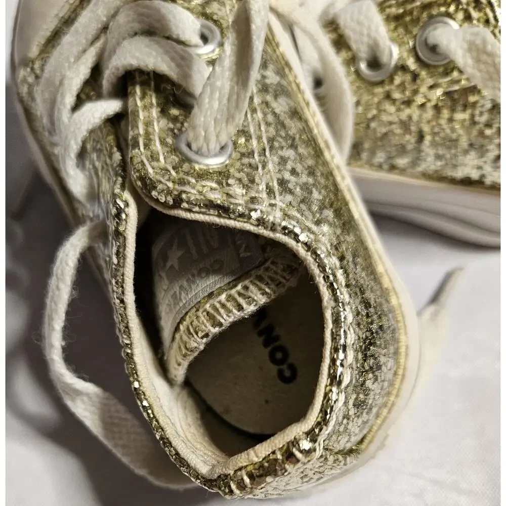Converse Chuck Taylor All Star Infant Size 3 Gold Glitter Low Top Sneakers